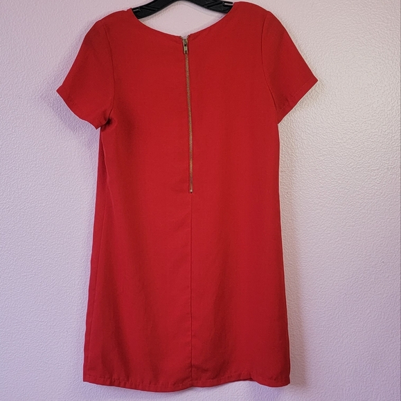 LULU'S Shift and Shout Red Shift Dress/ S. - Picture 2 of 11